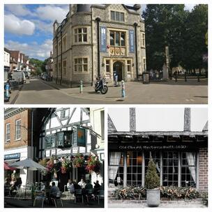 Collage: Winchester City Museum, The Eclipse pub, The Chesil restaurant